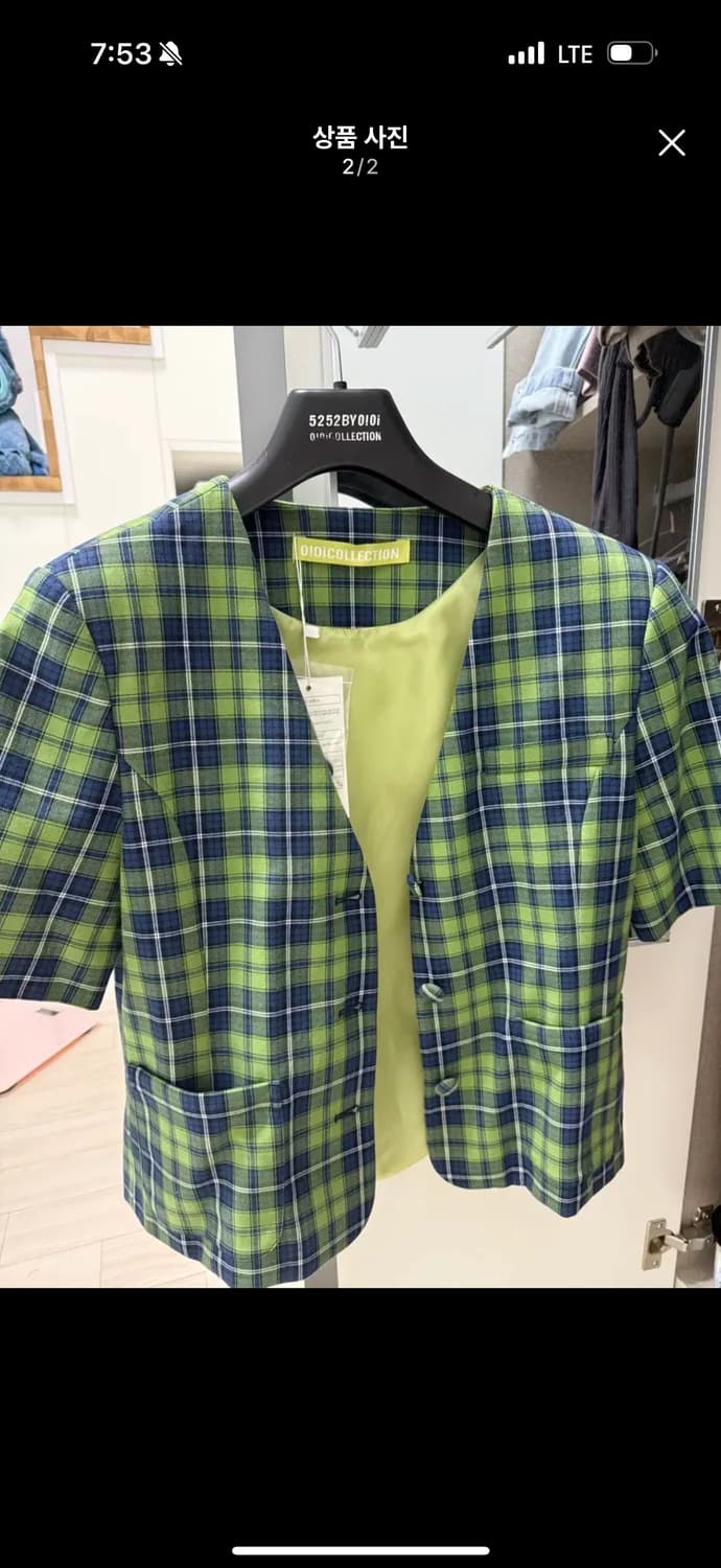 Oioi collection 체크 반팔 자켓 상품이미지2