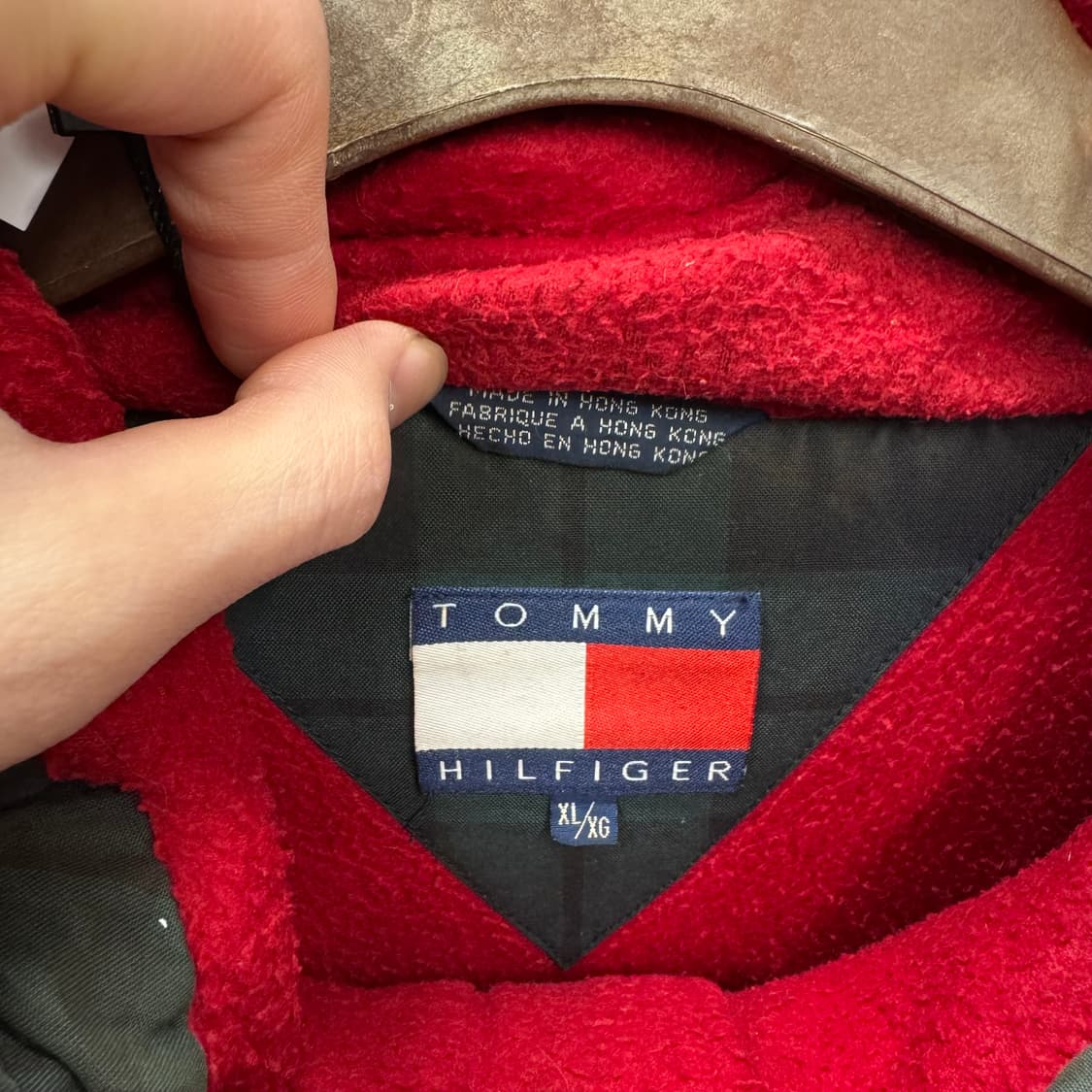 90s 타미힐피거 헤리티지 롱파카 체크 패턴 포인트 네이비 그린 상품이미지5