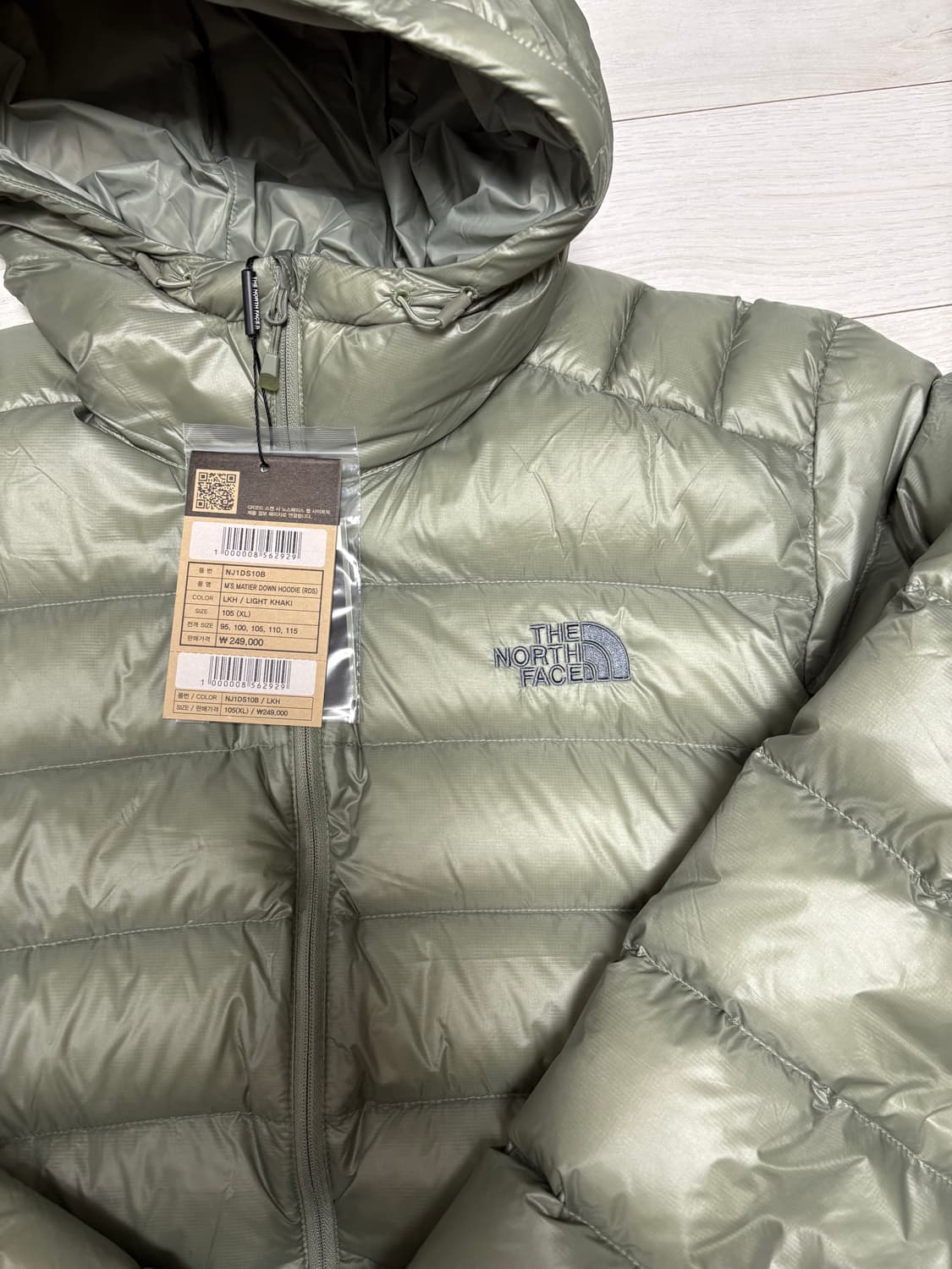 [105] 노스페이스 마티에 경량 후드 다운 라이트 카키 상품이미지2
