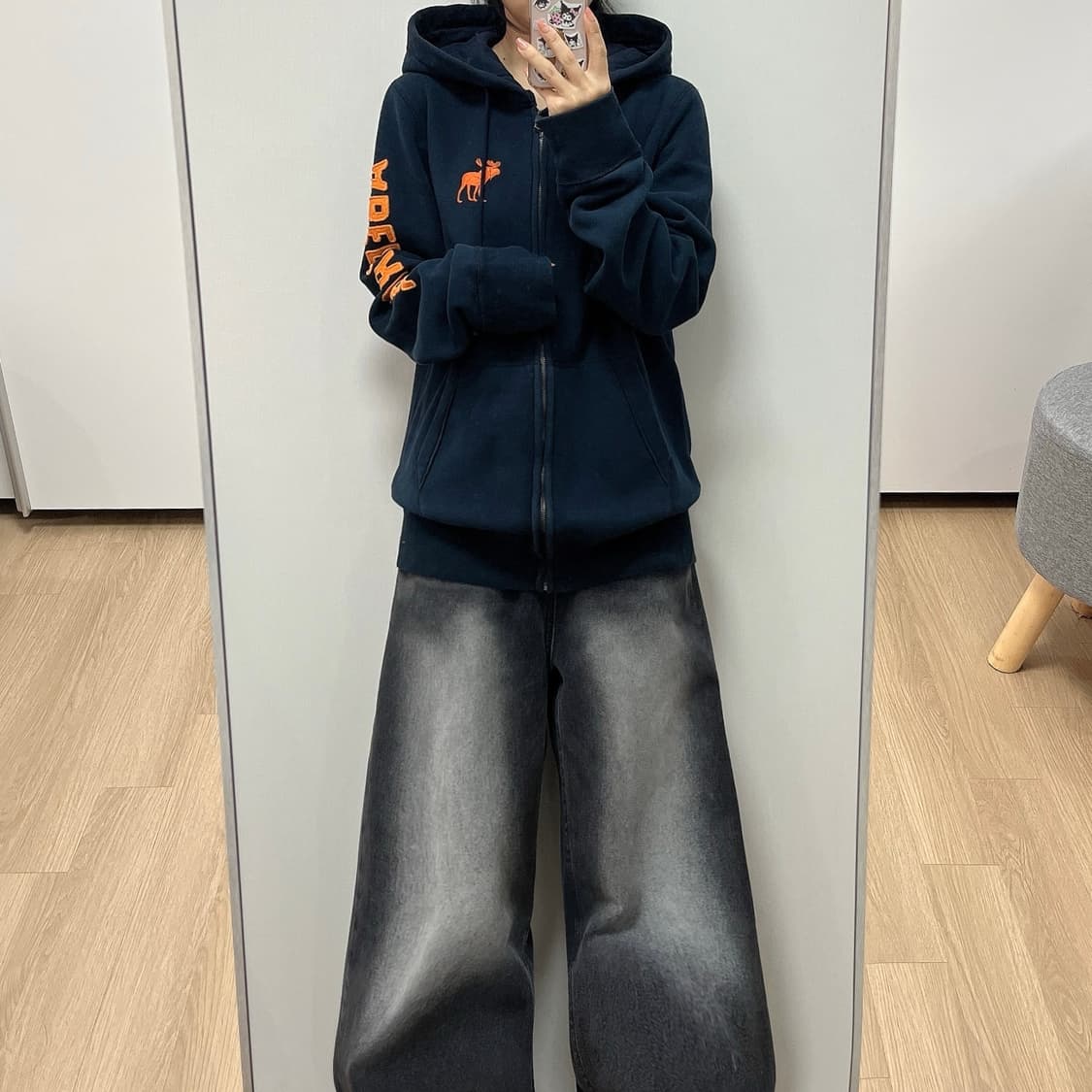 아베크롬비 사슴로고 네이비 후드집업 105 상품이미지1