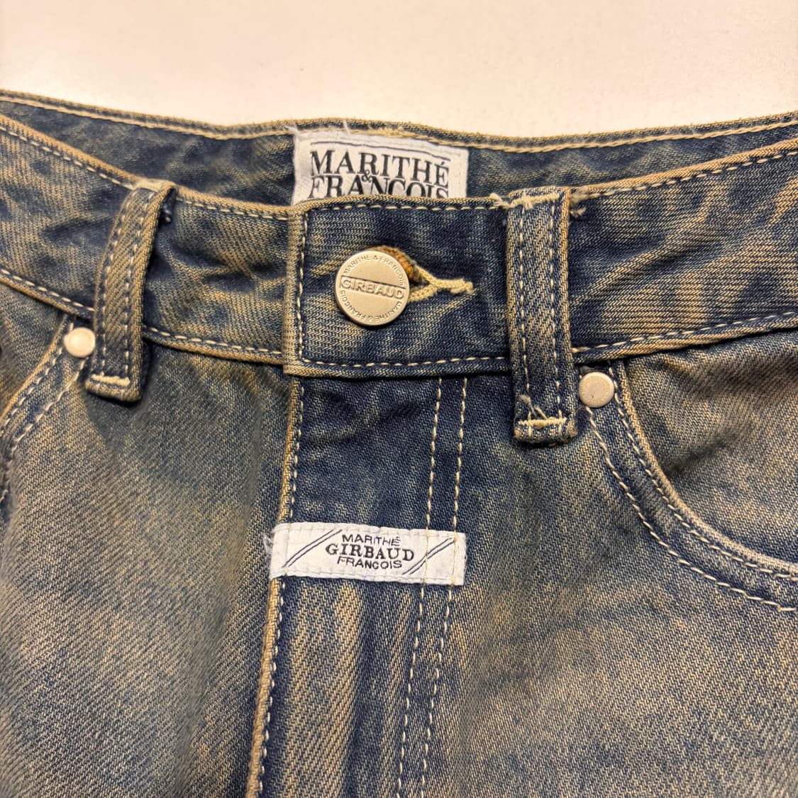 [S] 마리떼 프랑소와저버 워싱 롱 버뮤다 데님 반바지 C446 상품이미지4