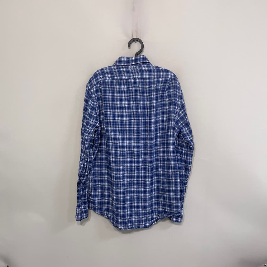 폴로 랄프로렌 네이비포니 블루 체크 린넨 셔츠 M 상품이미지3