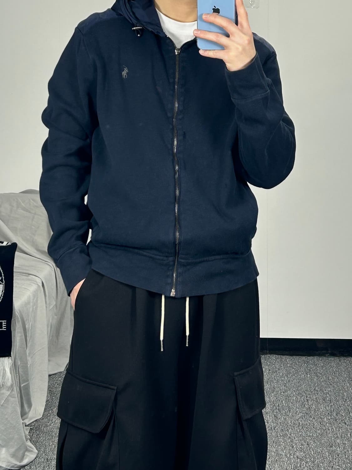 폴로 랄프로렌 네이비 나일론 후드 집업 L   상품이미지2