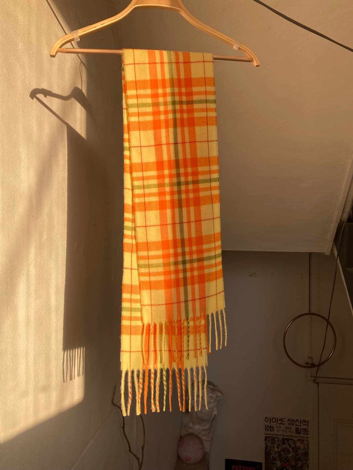오렌지 체크 머플러 상품이미지1