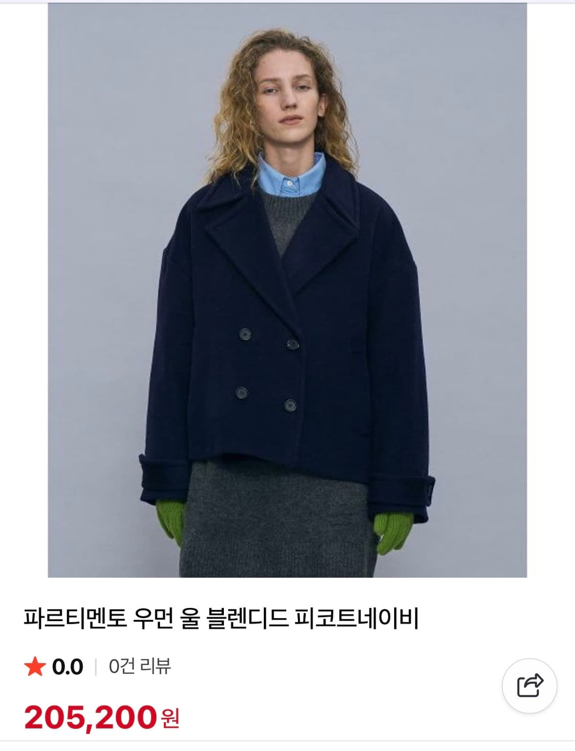 파르티멘토우먼 울블랜디드 피코트 네이비 상품이미지1