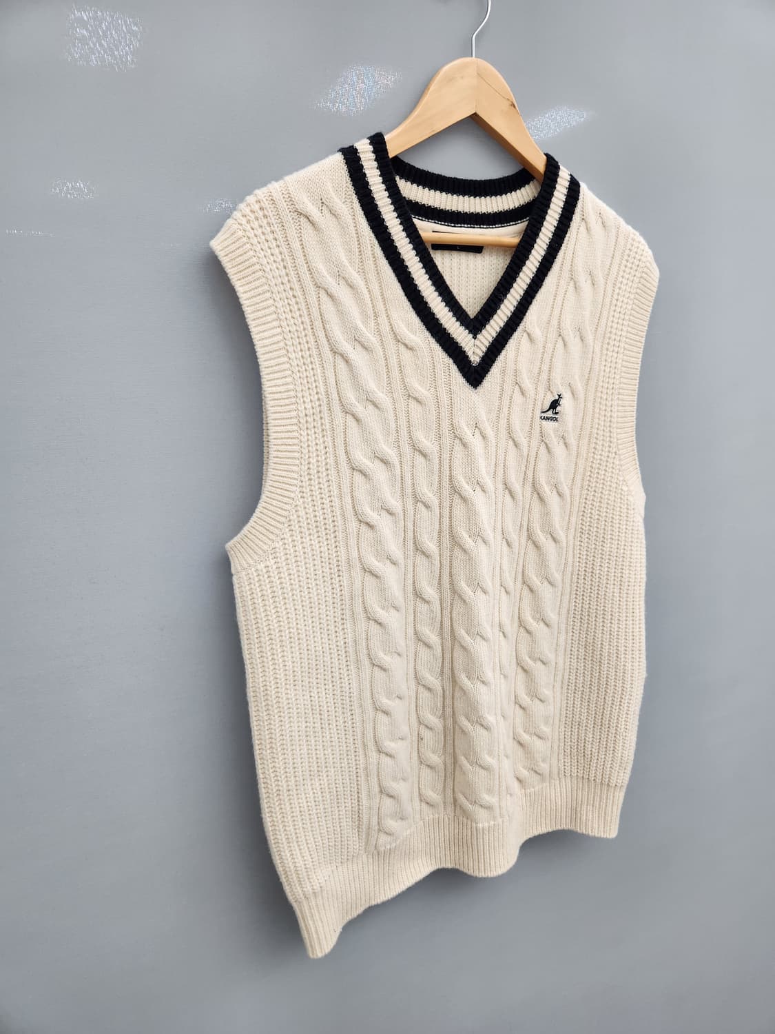 캉골 케이블 니트 베스트 아이보리 상품이미지2