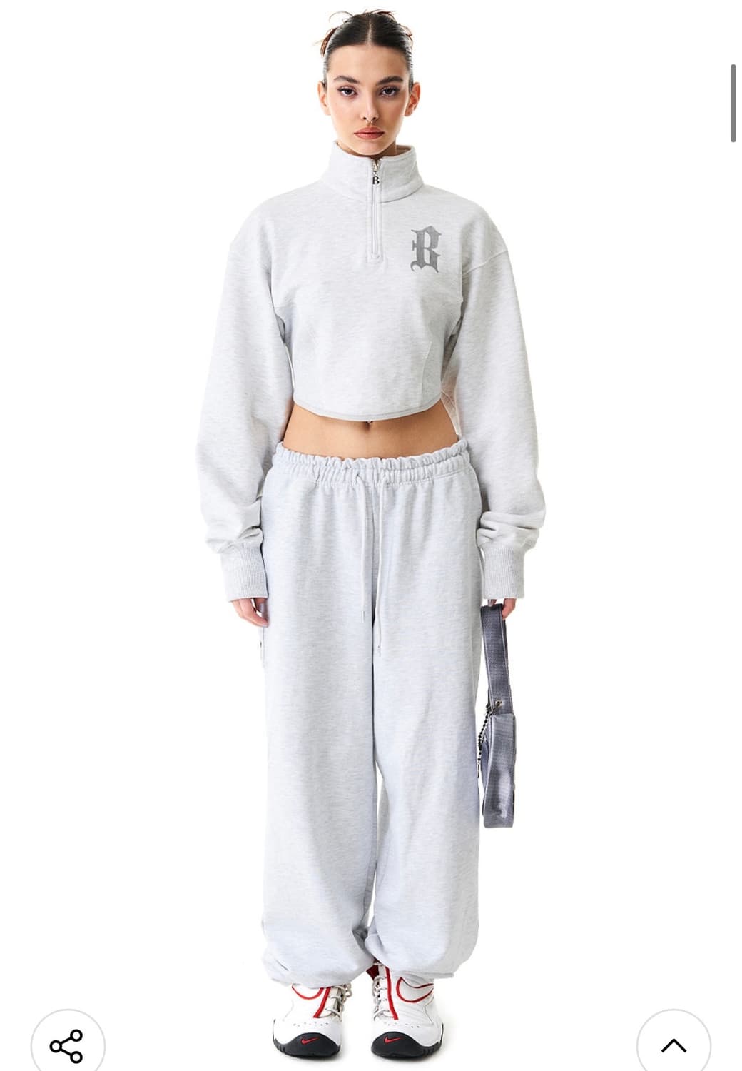 배디 크롭 반집업 맨투맨/그레이/m 상품이미지2