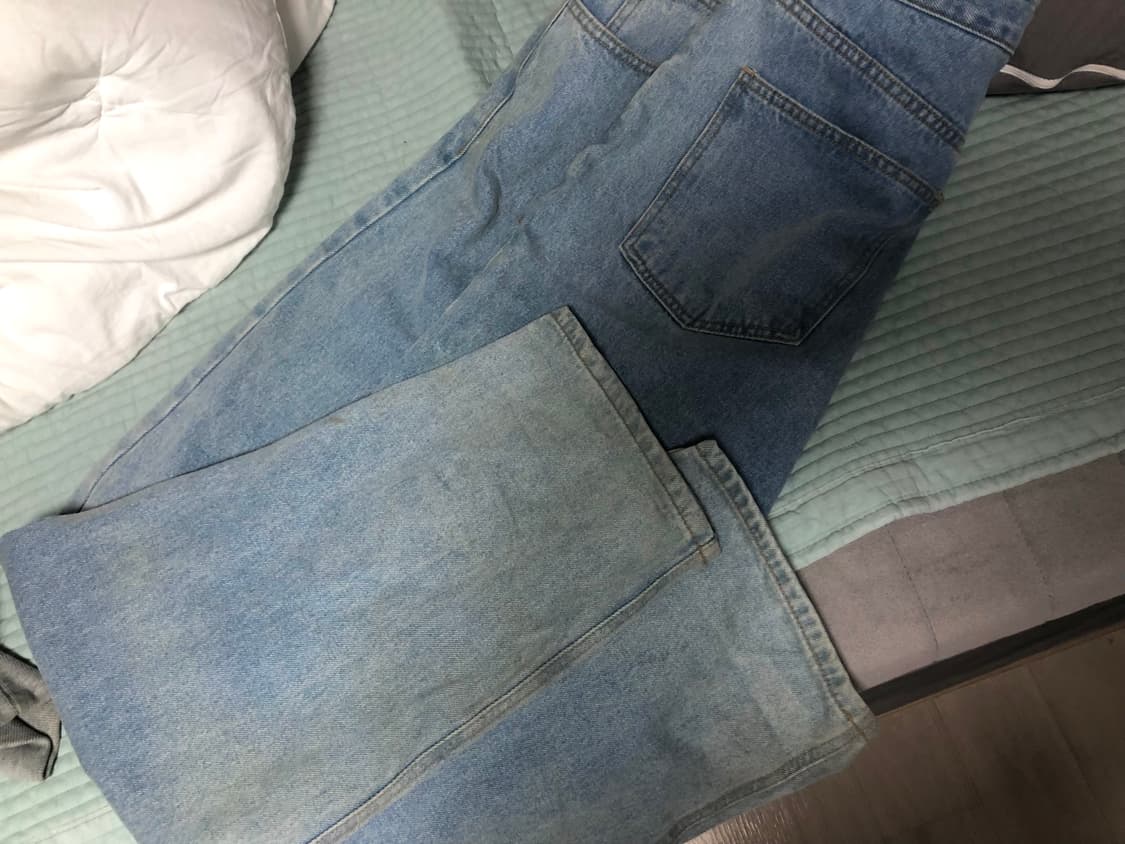 비에스래빗 미드90 배기 데님 팬츠 라이트블루 상품이미지7