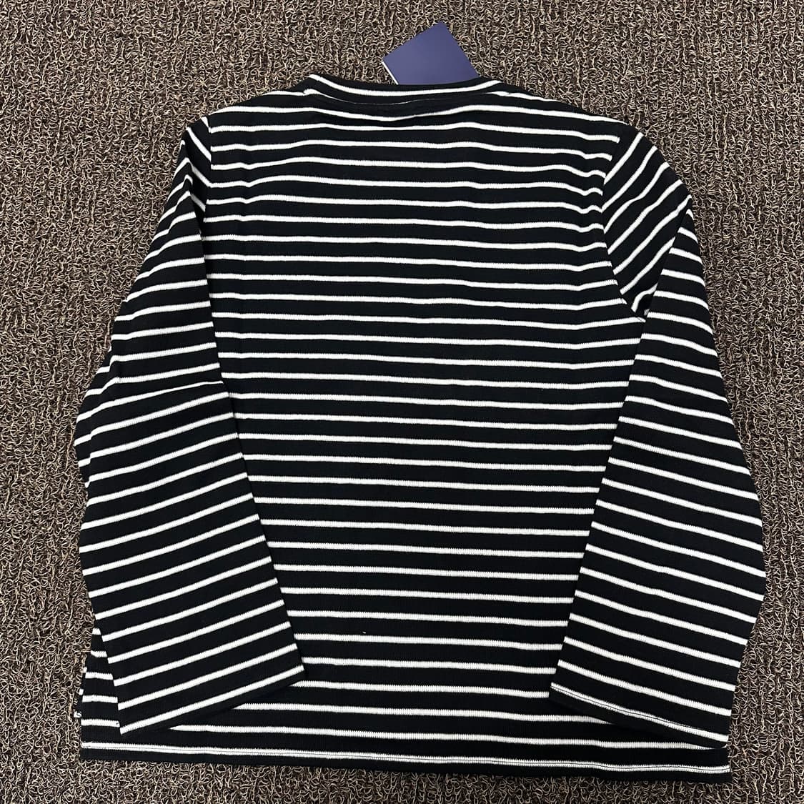 [새상품] 벤시몽 스트라이프 엘보패치 여성 긴팔티셔츠 블랙 L 상품이미지5