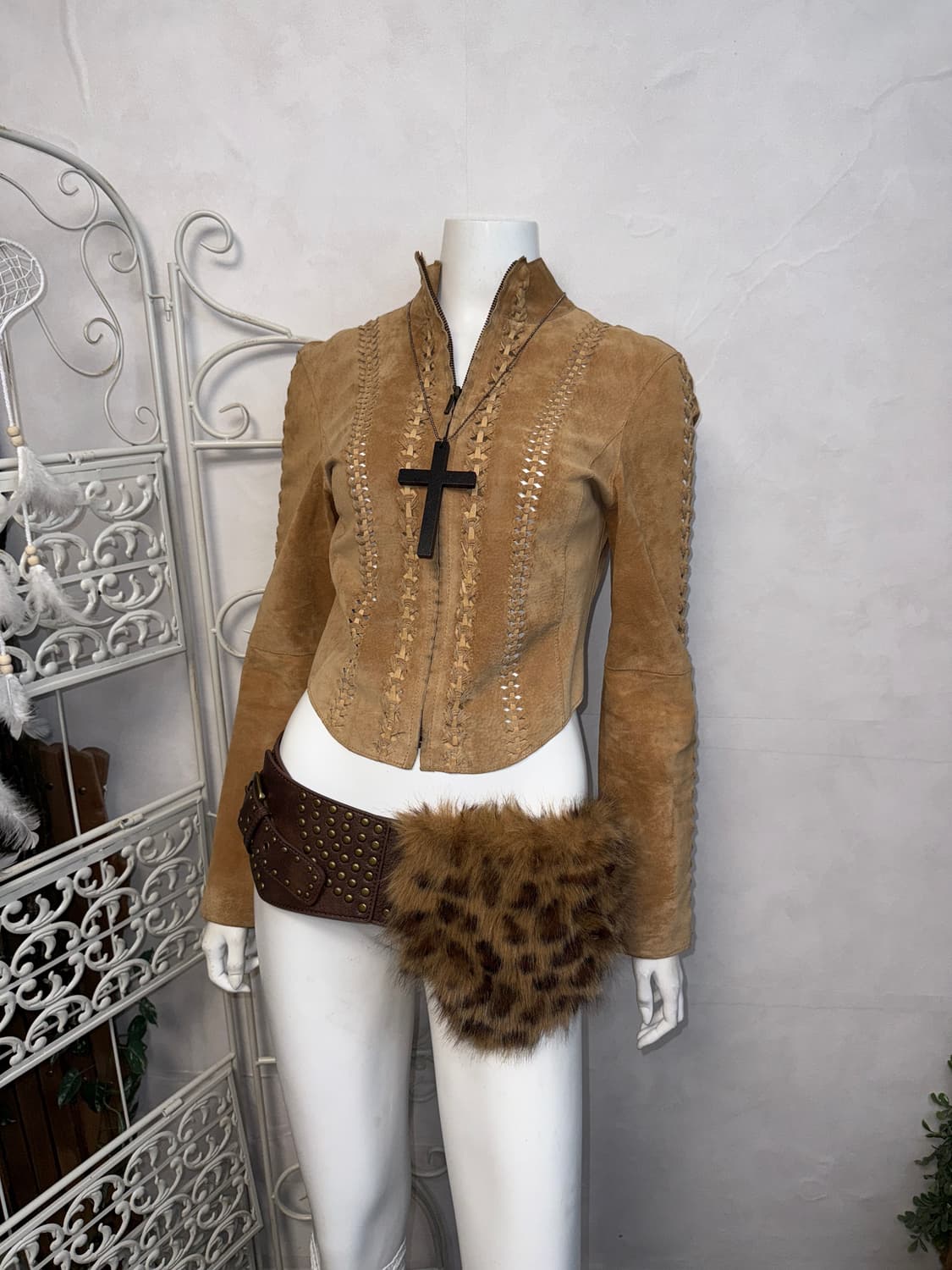 Camel real suede western stitched jk 상품이미지1