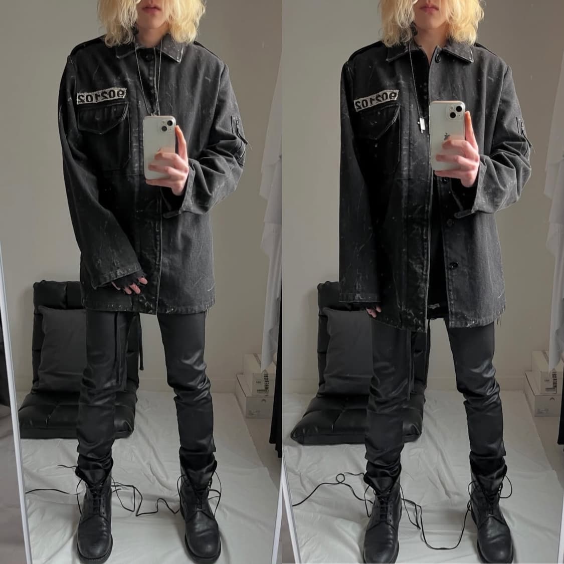 HN+DIE by h.NAOTO Damaged Paint Jacket 상품이미지10