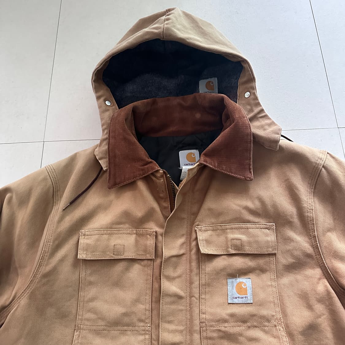 칼하트 C03 BRN 미국 생산 빈티지 디트로이트 자켓 후드 포함 46R 상품이미지2