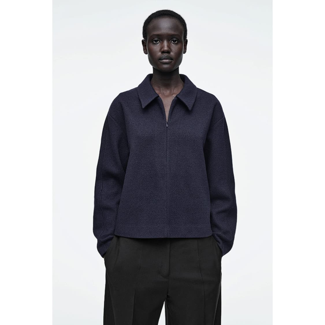 코스 COS 네이비 보일드 울 집업 상품이미지1