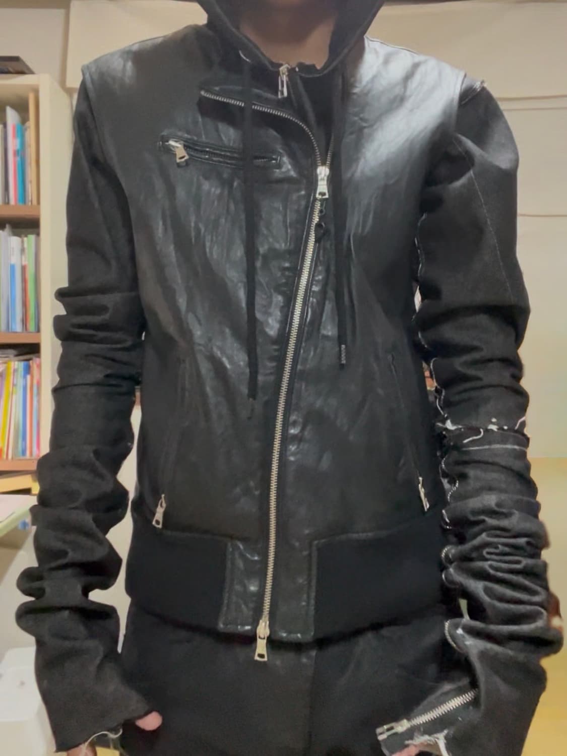 None Skull Diagonal Zip Leather Vest 상품이미지2