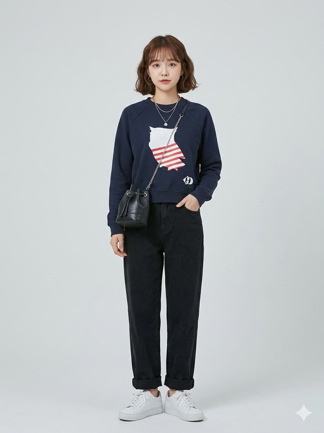 럭키슈에뜨(LUCKY CHOUETTE) 스트라이프 부엉이 맨투맨 상품이미지1