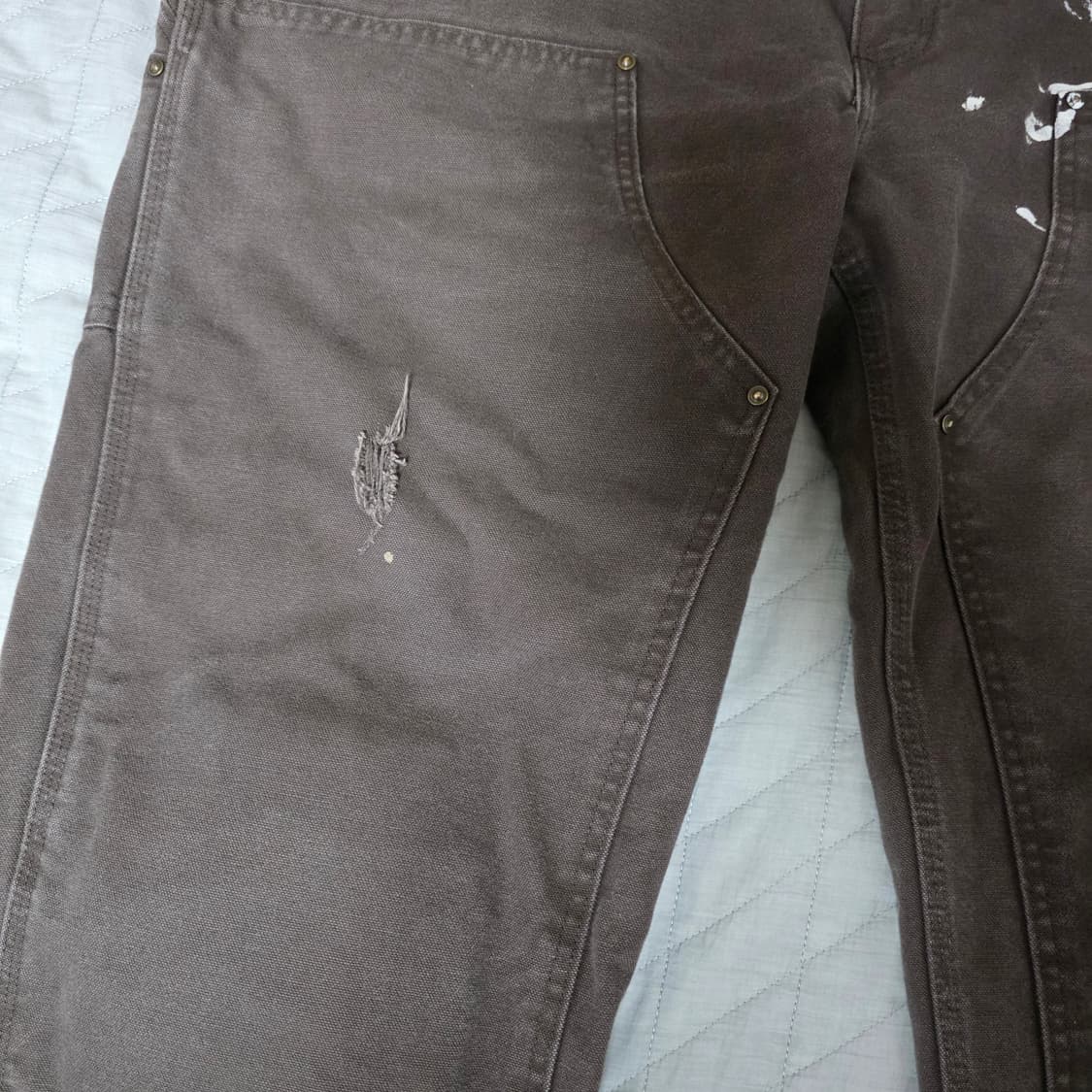 [42X32] 빈티지 칼하트 더블니 B136DKB 워크팬츠 페인트 DK3 상품이미지3