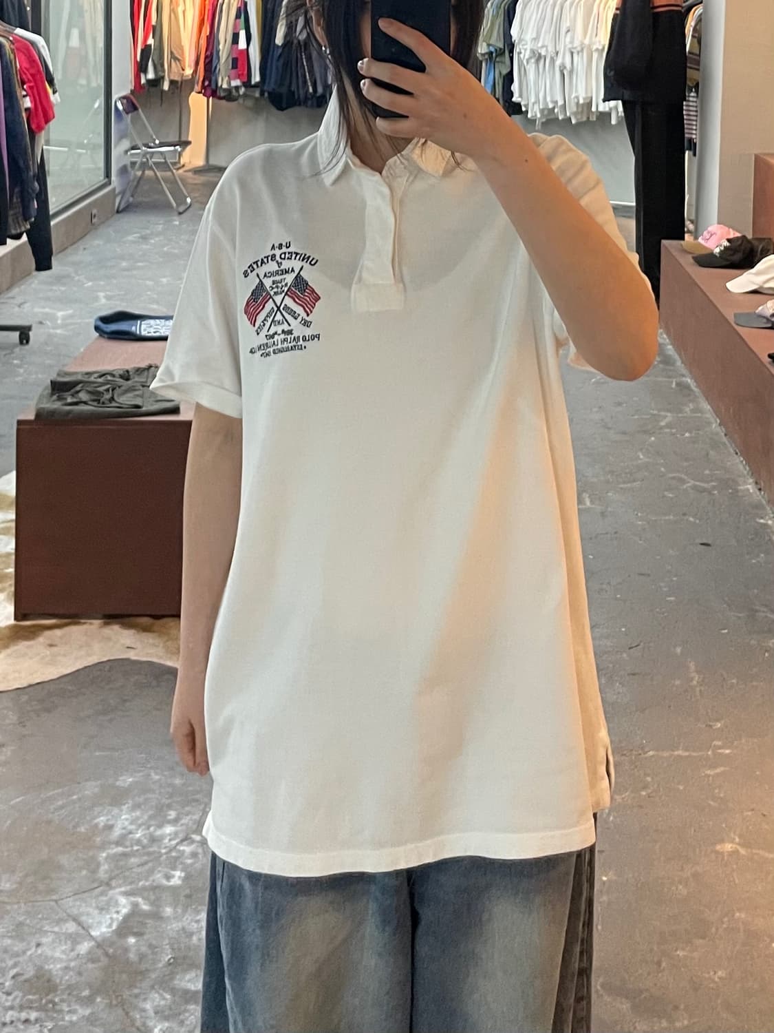 폴로랄프로렌 신형 성조기 백로고 화이트 카라넥하프티셔츠 H2407 상품이미지1
