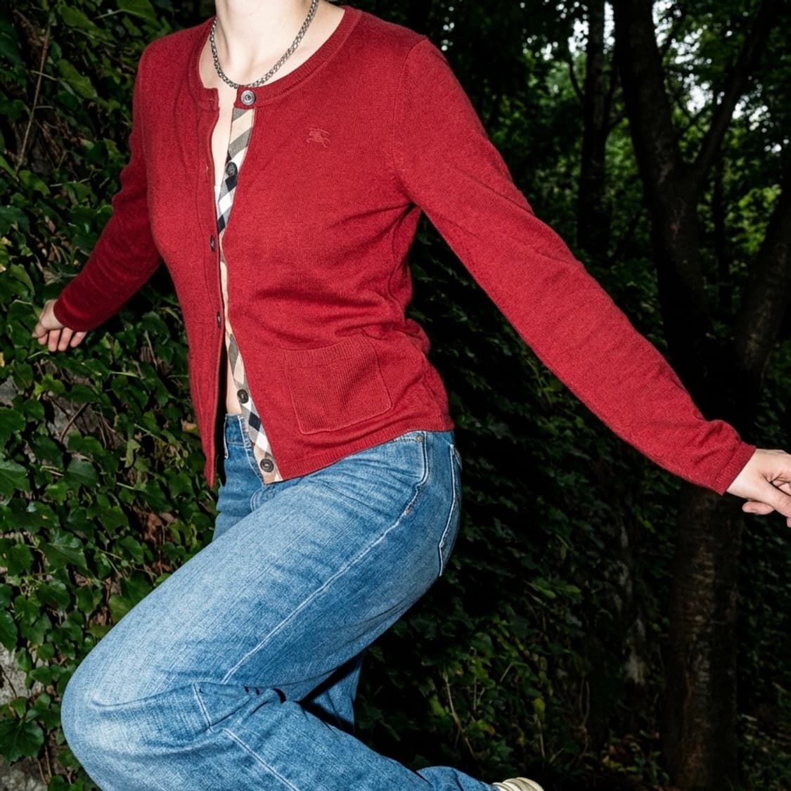 버버리 칠드런 체크 트림 코튼 가디건 상품이미지1