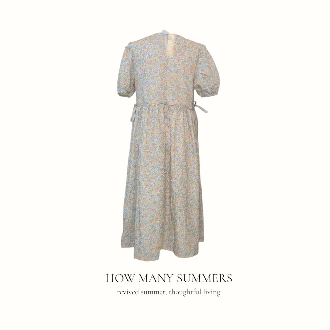 파스텔 잔꽃 롱 원피스 반팔 퍼프 허리리본 폴리 dress 상품이미지3