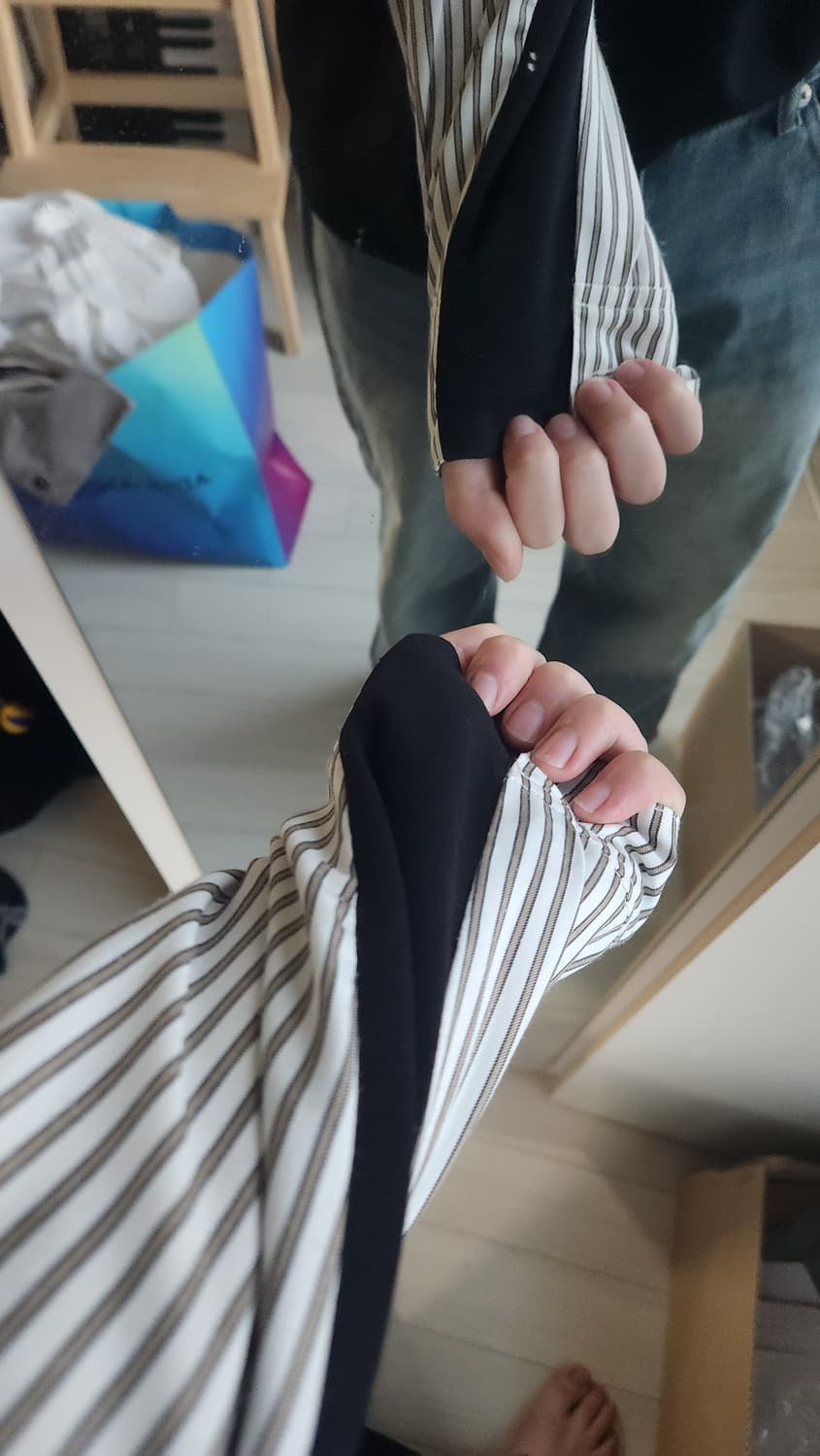 시스템옴므 롱슬리브 블랙/스트라이프 상품이미지4