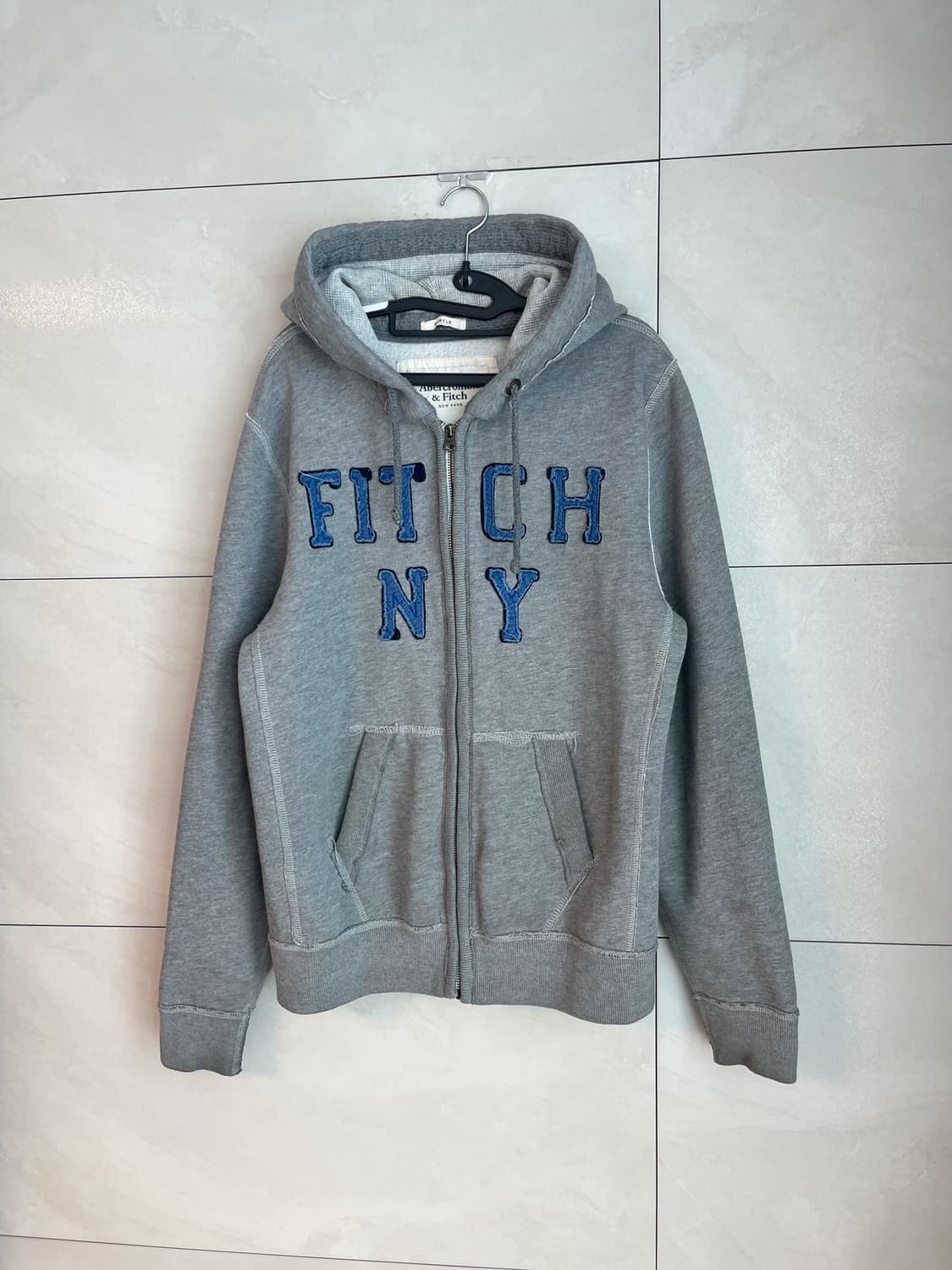 아베크롬비 뉴욕 스펠로고 대장 후드집업 그레이 [M] 상품이미지3