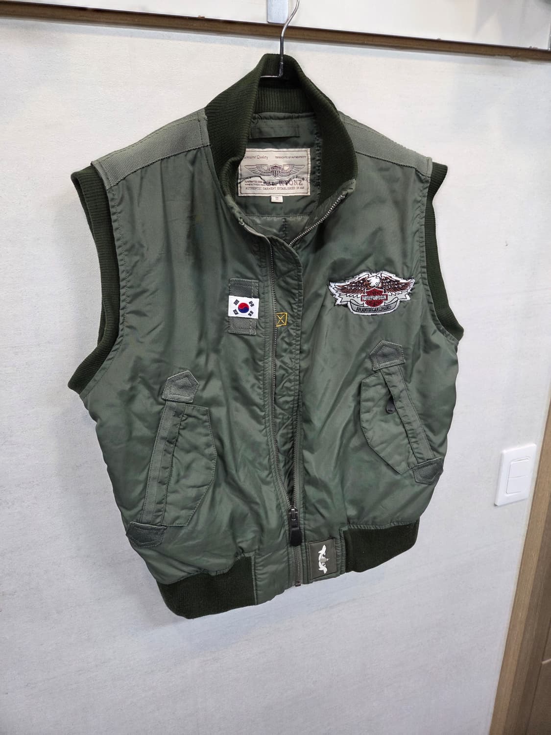 엑스톤즈 밀리터리 커스텀 할리데이비슨 로고 누빔조끼 m 상품이미지5