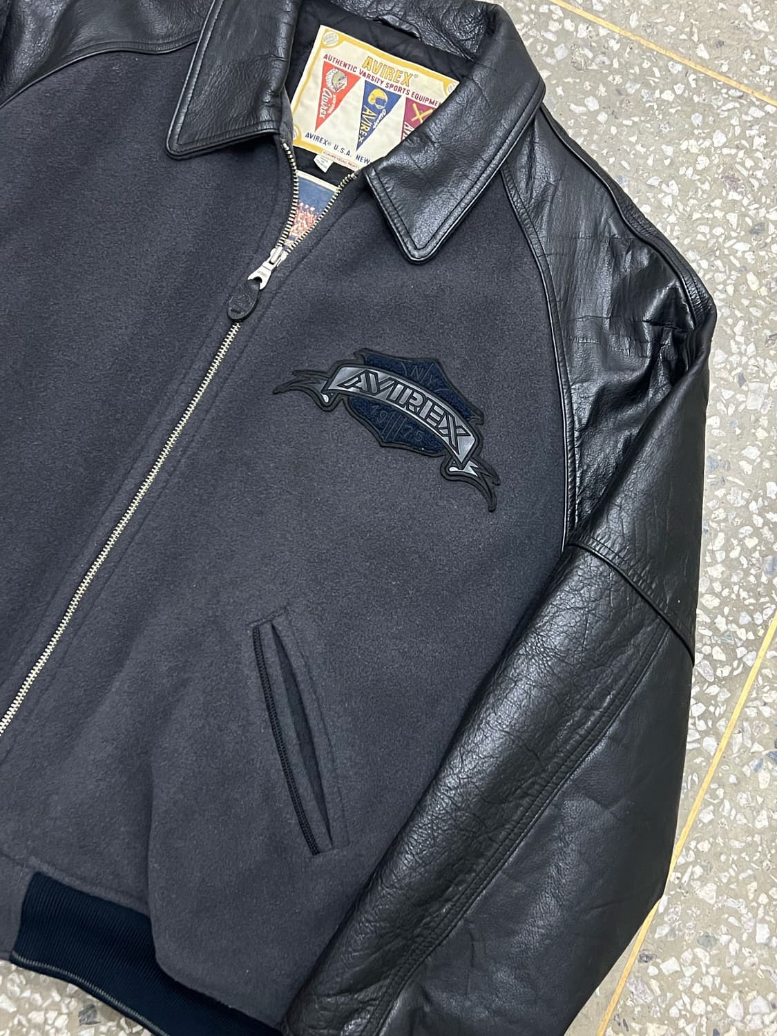 Avirex Leatehr Varsity (Black&Gray)   상품이미지4