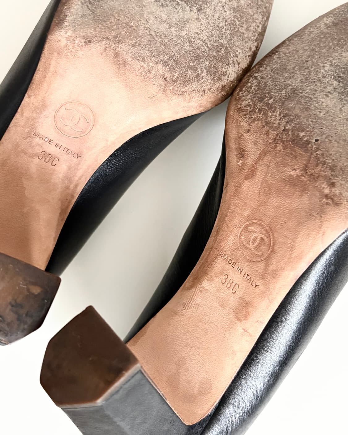 CHANEL 빈티지 샤넬 cc로고 리본 펌프스 힐 38C 상품이미지10