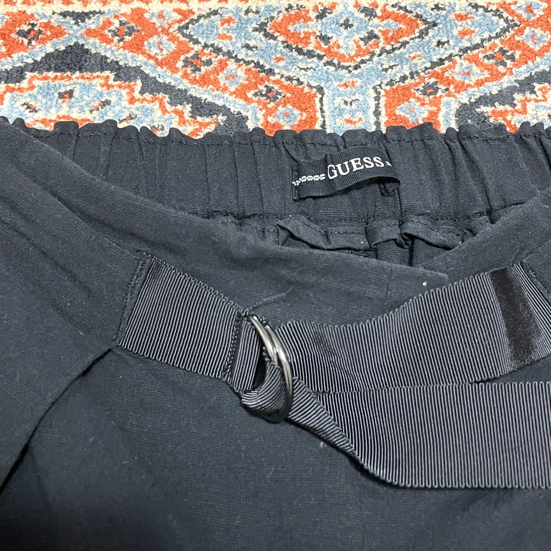 게스 블랙 밴딩 벨트 와이드 팬츠 여성28 상품이미지4