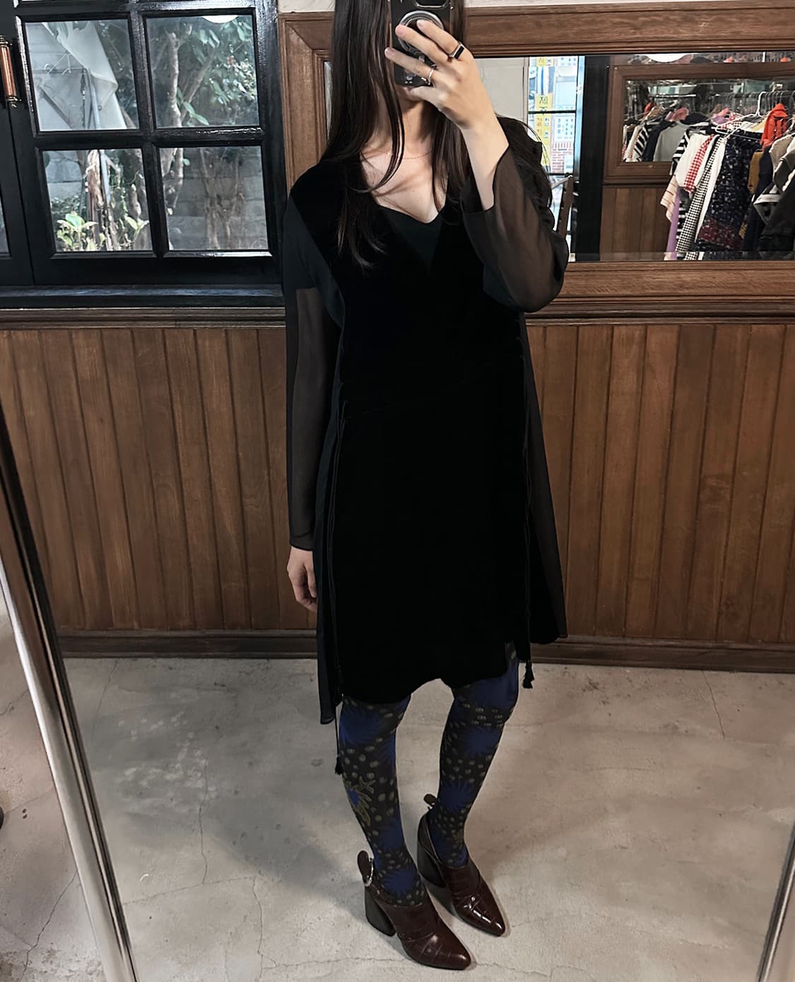 CHLOE velvet v-neck dress 상품이미지2