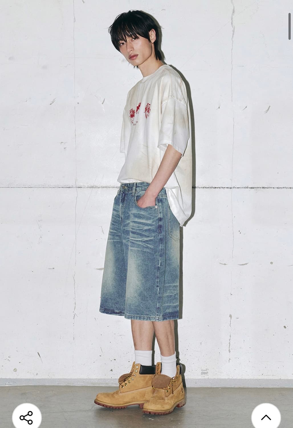 [택 제거 새상품] 어널러코드 페이드 버뮤다 데님 팬츠 (미디엄 블루,  상품이미지3