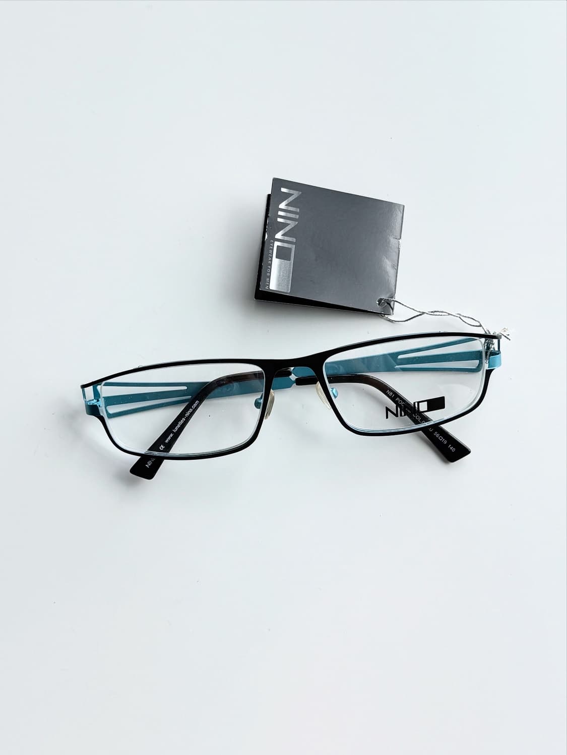 프랑스제 NINO EYEWEAR 블랙블루 메탈릭 스퀘어 빈티지 안경 상품이미지2