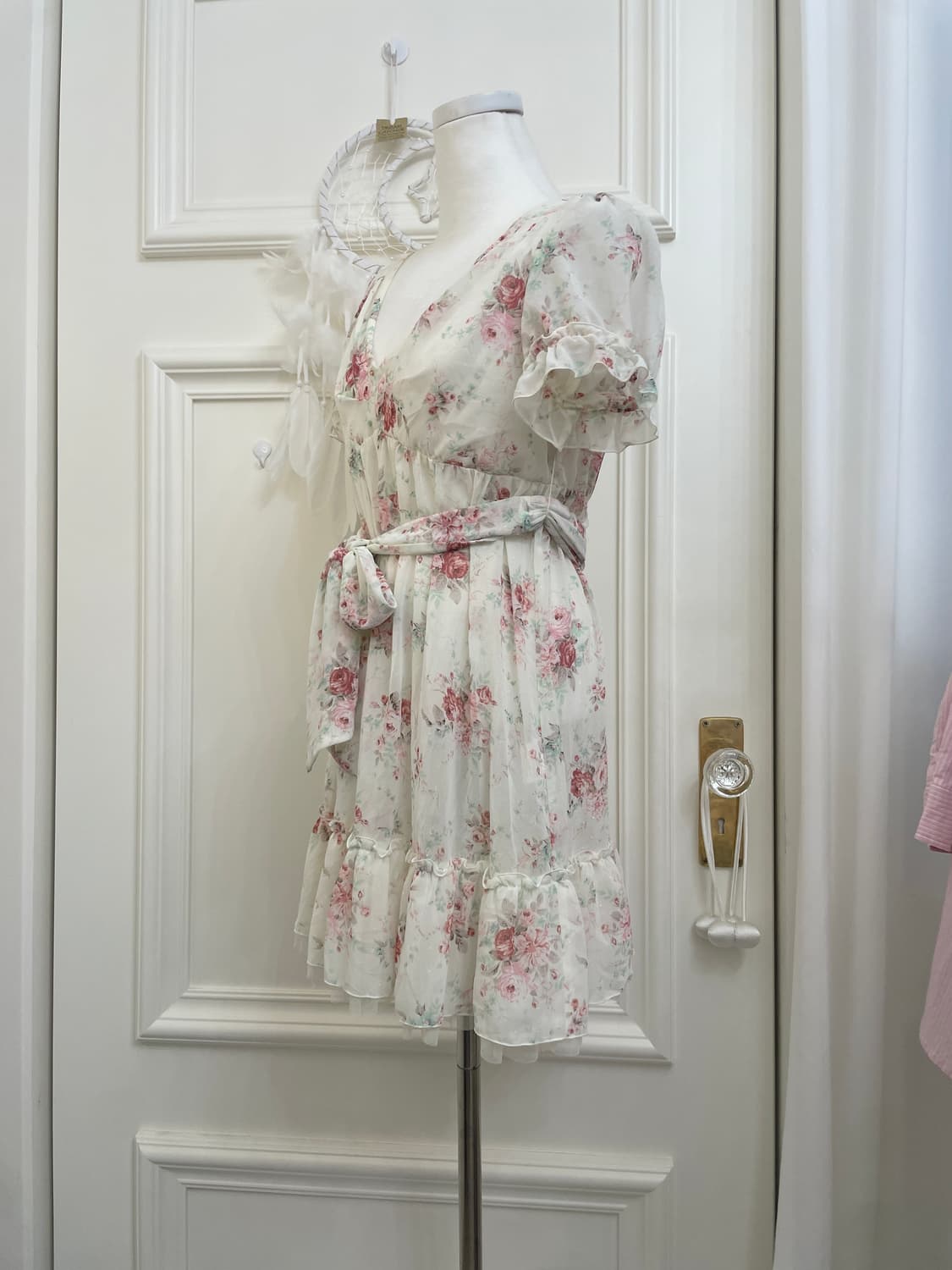LEST ROSE white twinkle flower belt midi 상품이미지2