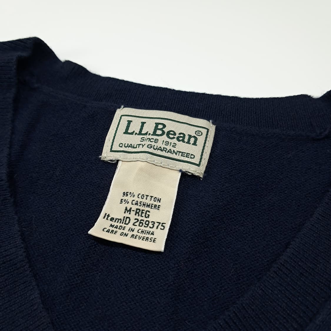 CL429 M 엘엘빈 00s 코튼캐시미어 V넥 네이비 조끼 니트베스트 상품이미지3