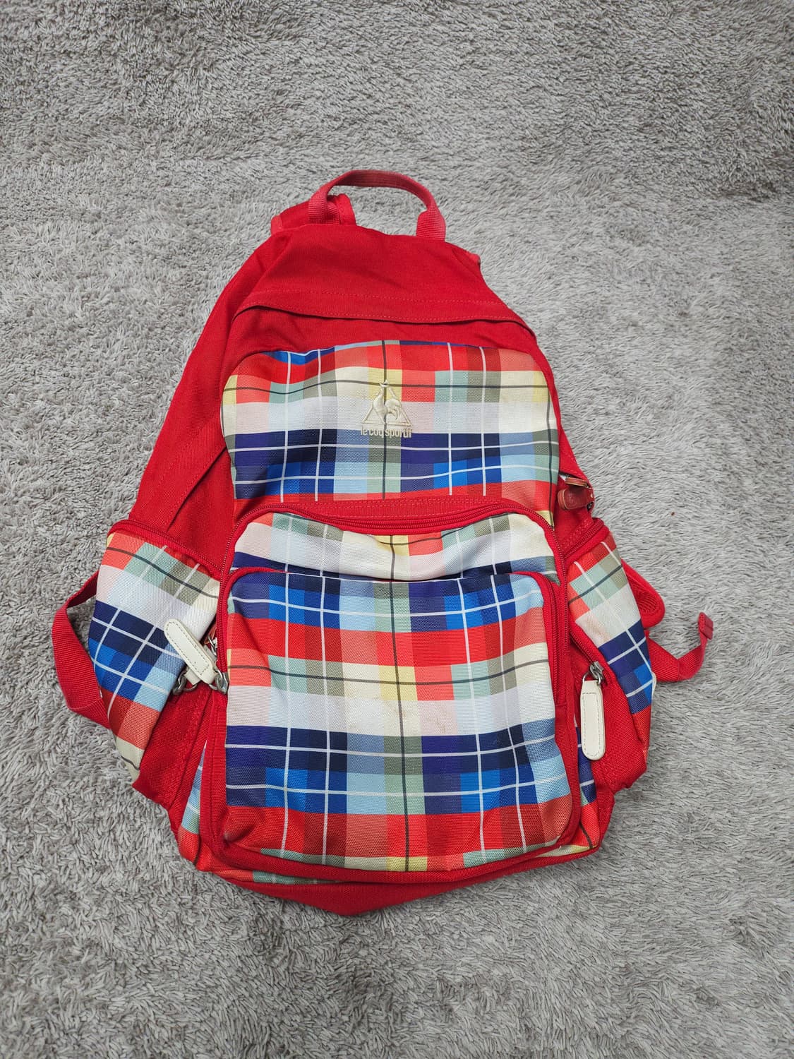 빈티지 르꼬끄 스포르티브(le coq sportif)체크 패턴 백팩 상품이미지2