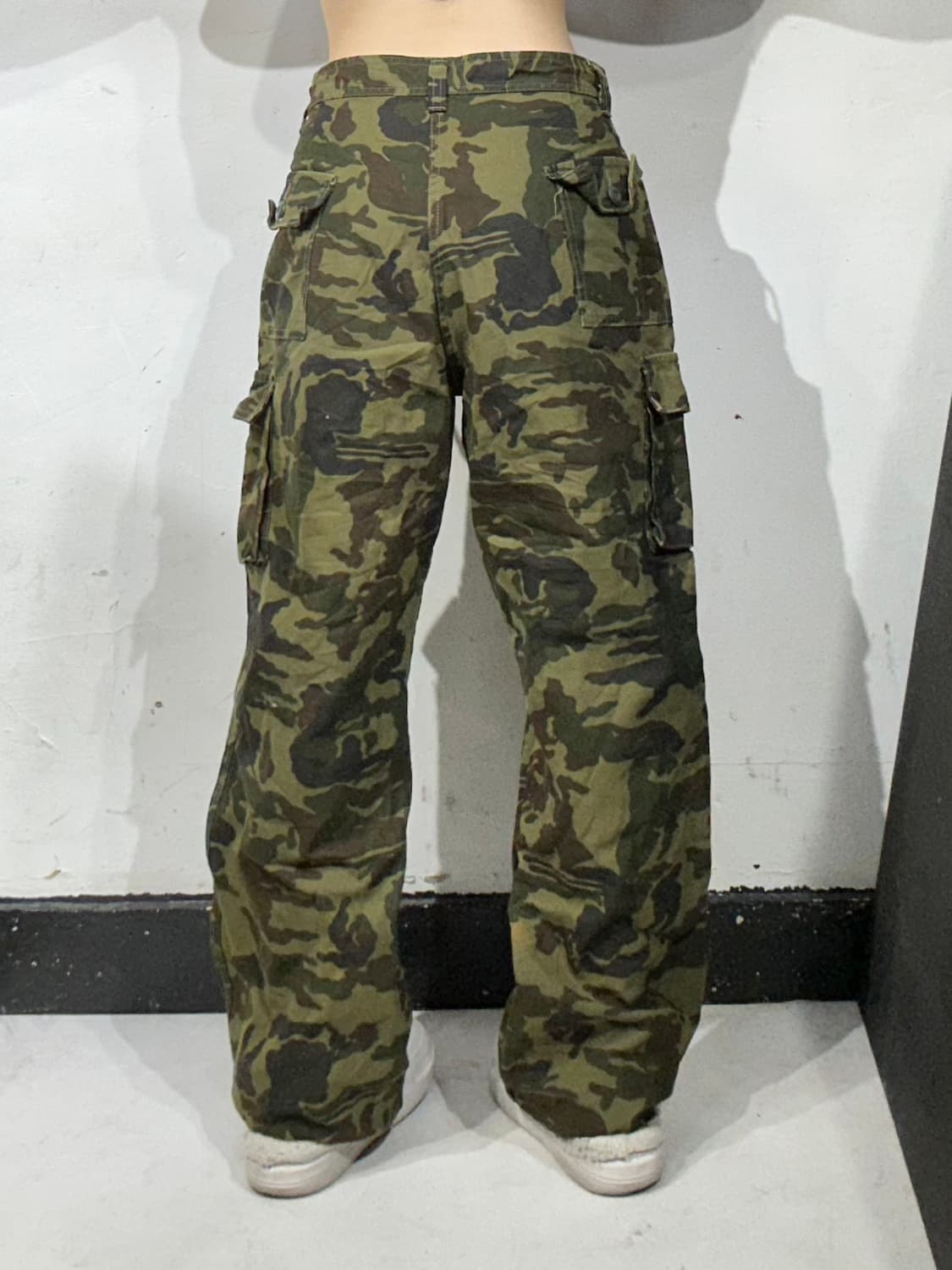 일본 빈티지 카키 와이드 밀리터리 카모 카고 팬츠  상품이미지3