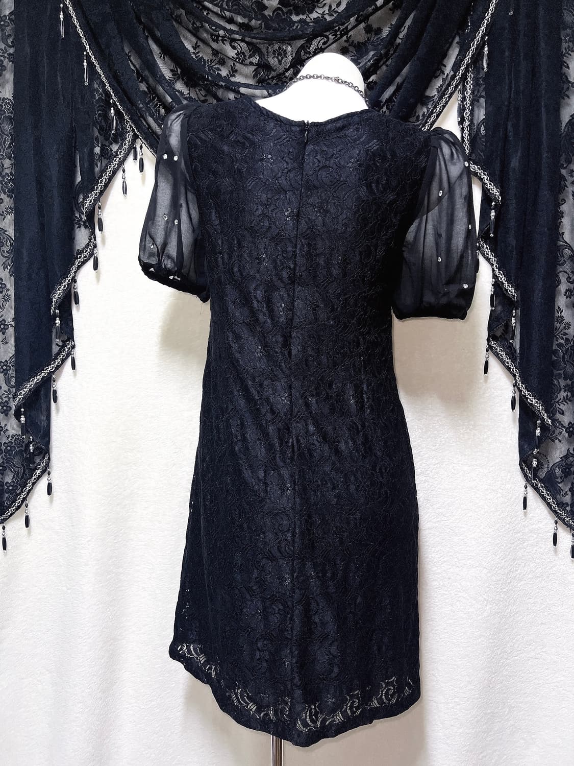 로맨틱고딕 고스 퍼프숄더 큐빅 블랙 레이스 드레스 원피스 다크페어리 핀터 상품이미지8