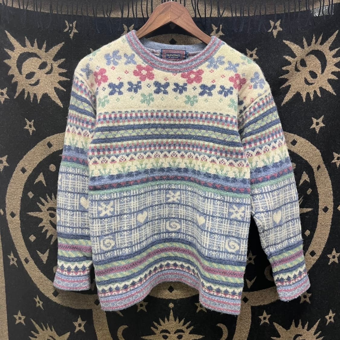 빈티지 코지 모리걸 페어리 플라워패턴 여리 파스텔 니트 K0001 상품이미지3