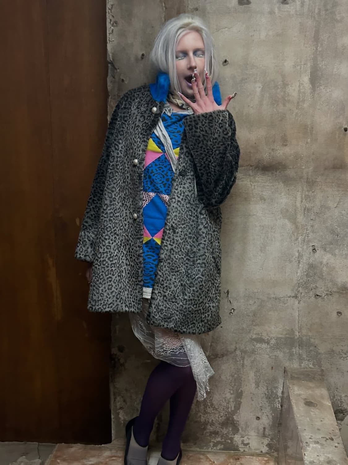  Blue leopard rosette fur 상품이미지7