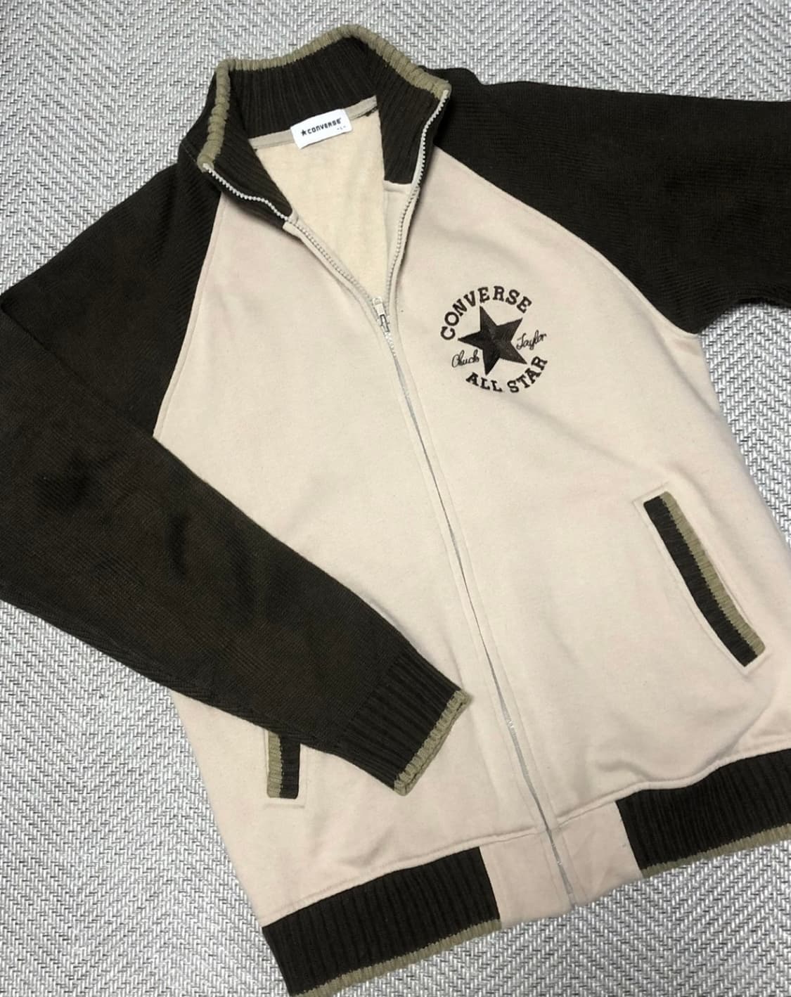 빈티지 컨버스 브라운 카키 니트 집업 상품이미지4