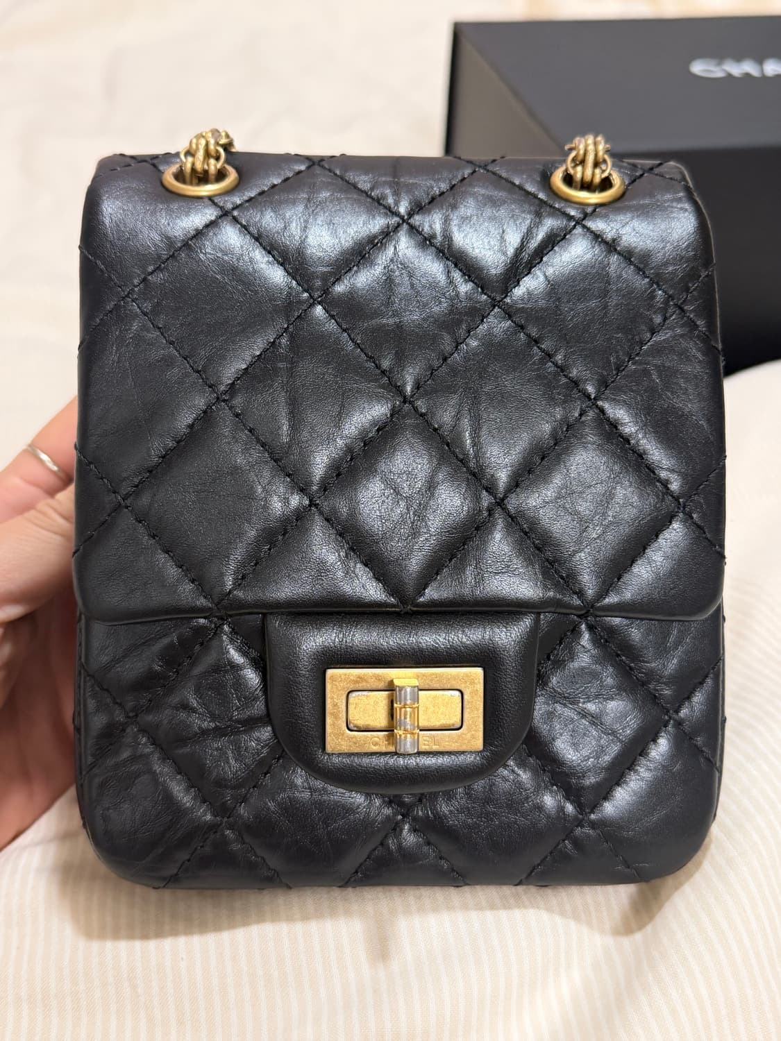 샤넬 빈티지미니 2.55 시즌백 세로 블랙 상품이미지7
