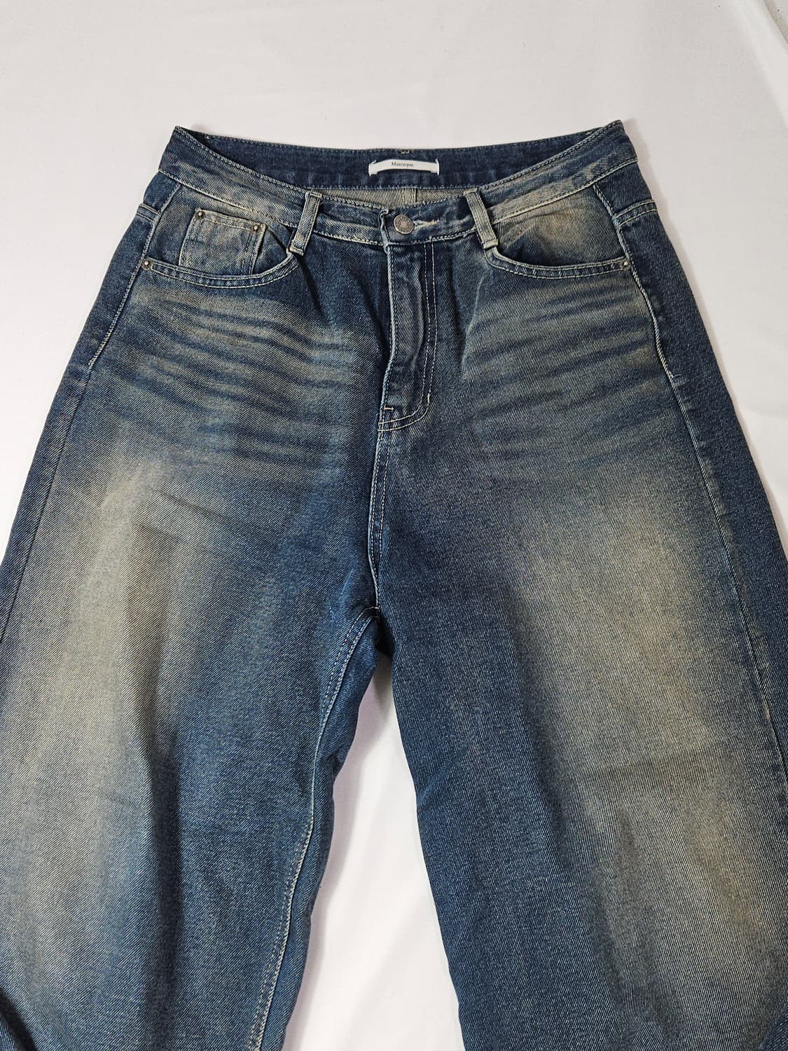 매니크 빈티지 스냅버튼 와이드 데님팬츠 진 청바지 M 상품이미지3