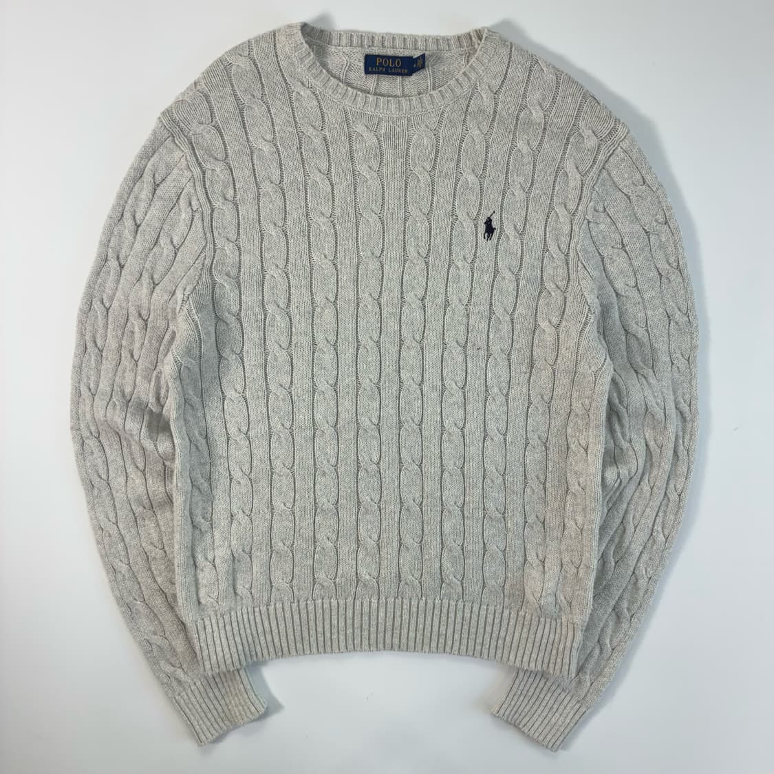 Polo  폴로 랄프로렌 자수 코튼 그레이 꽈배기 니트  상품이미지1