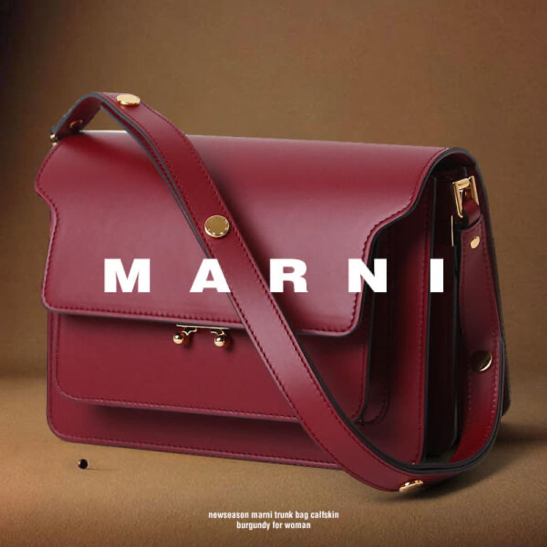 마르니 트렁크백 미디움 버건디 카프스킨 (3회 착용) 상품이미지2