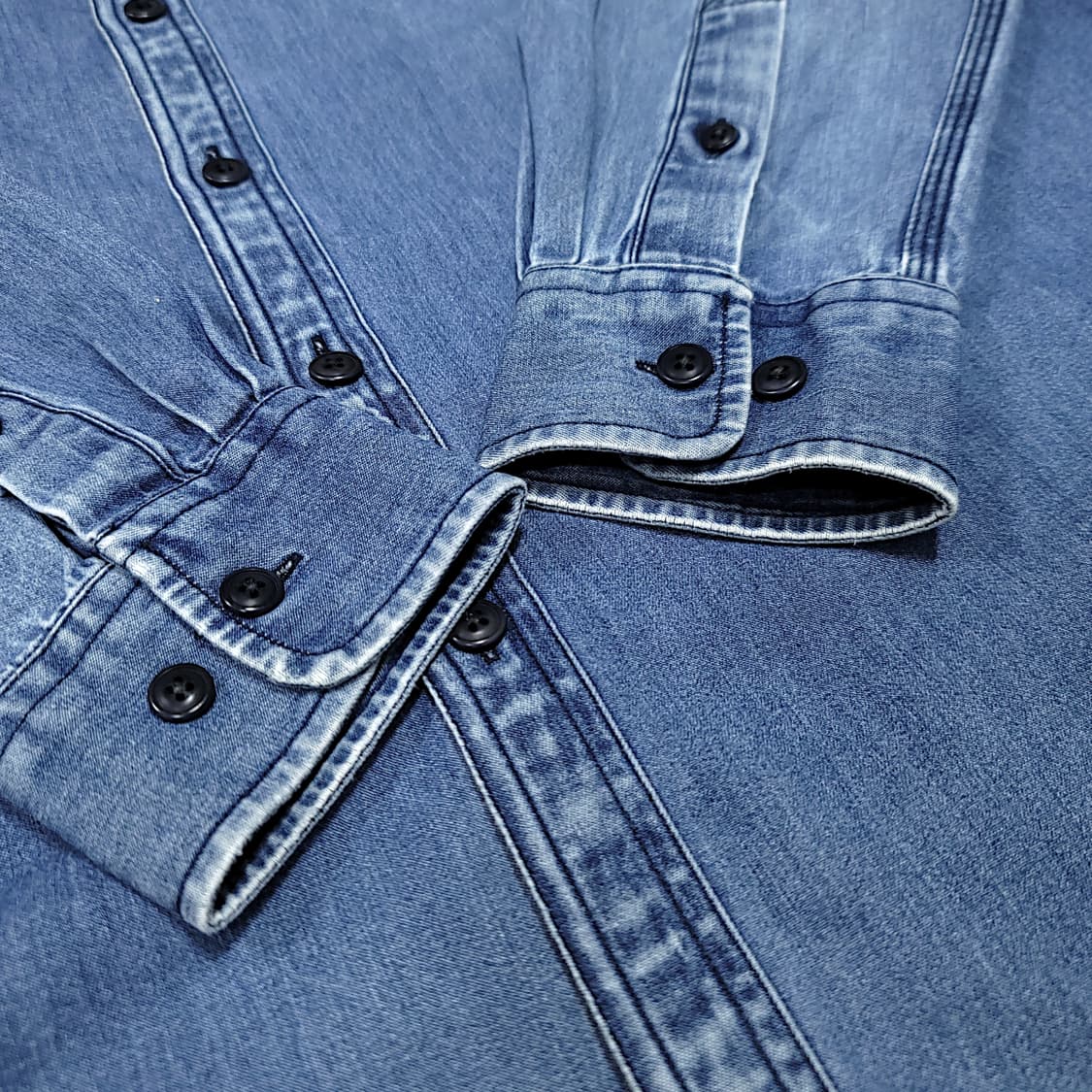 [95~100] 라코스테 중청 슬림핏 데님 긴팔셔츠 상품이미지6