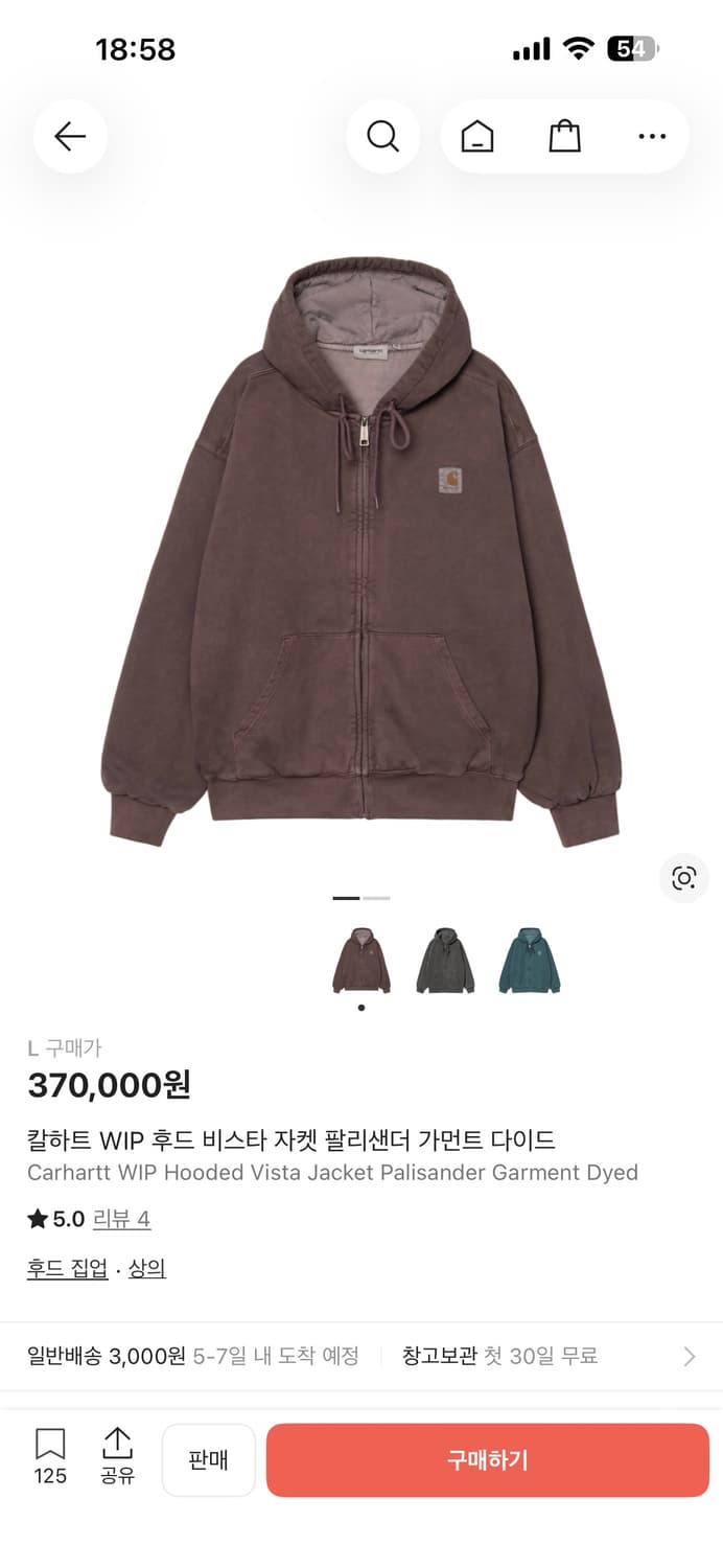 칼하트wip vista 후드집업 상품이미지1