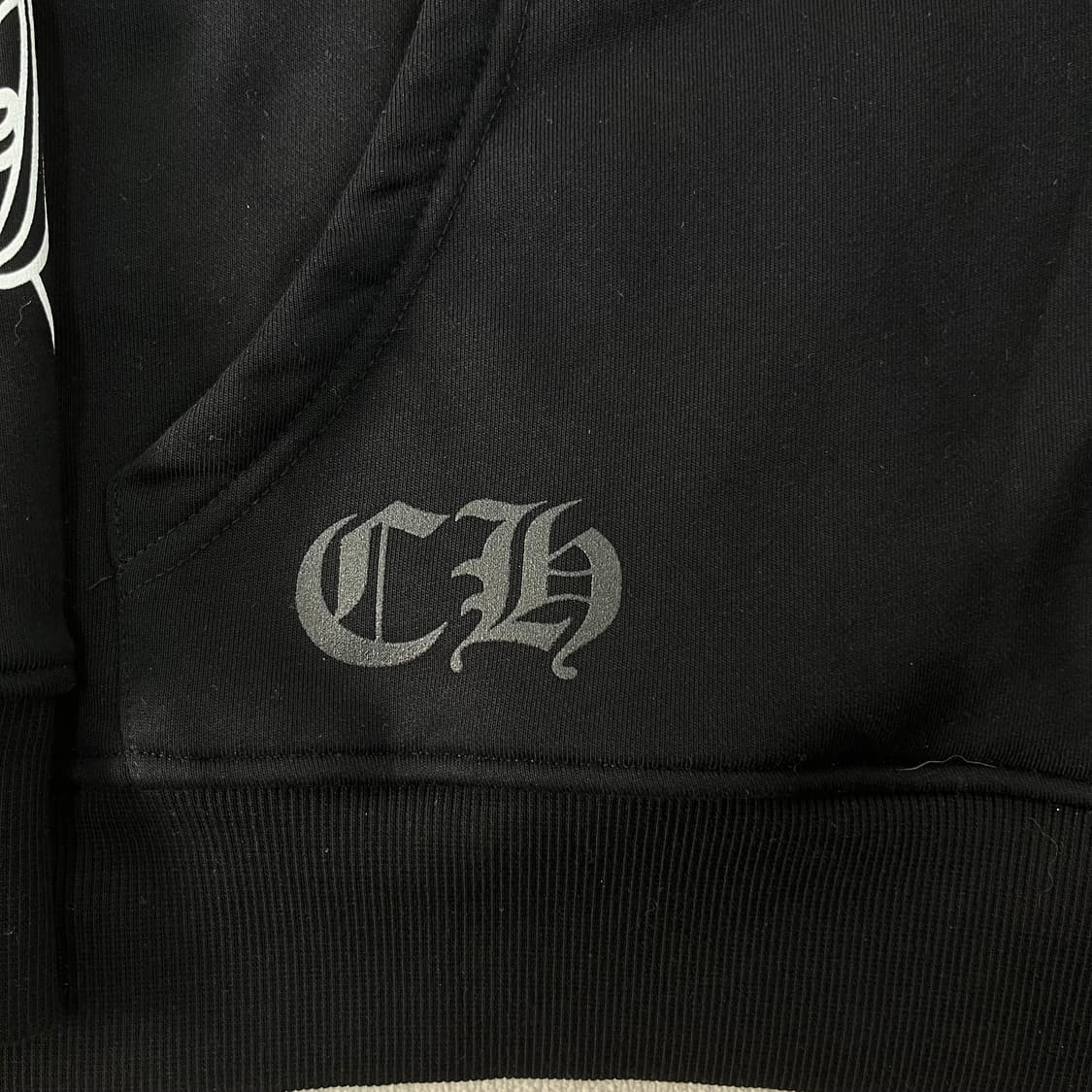 105 크롬하츠 홀스슈 플로랄 플리스 블랙 후드집업 상품이미지7