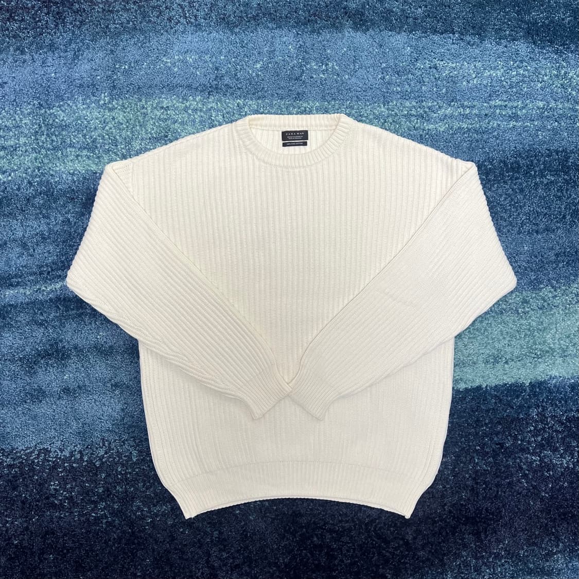 Zara Man 긴팔 라운드 니트 화이트 남(L) 상품이미지2