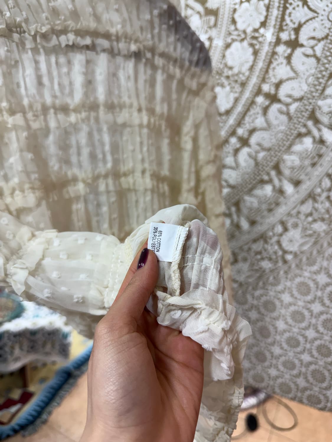 빈티지 여성 프릴 도트 시스루 가디건 (Z1027) 상품이미지6