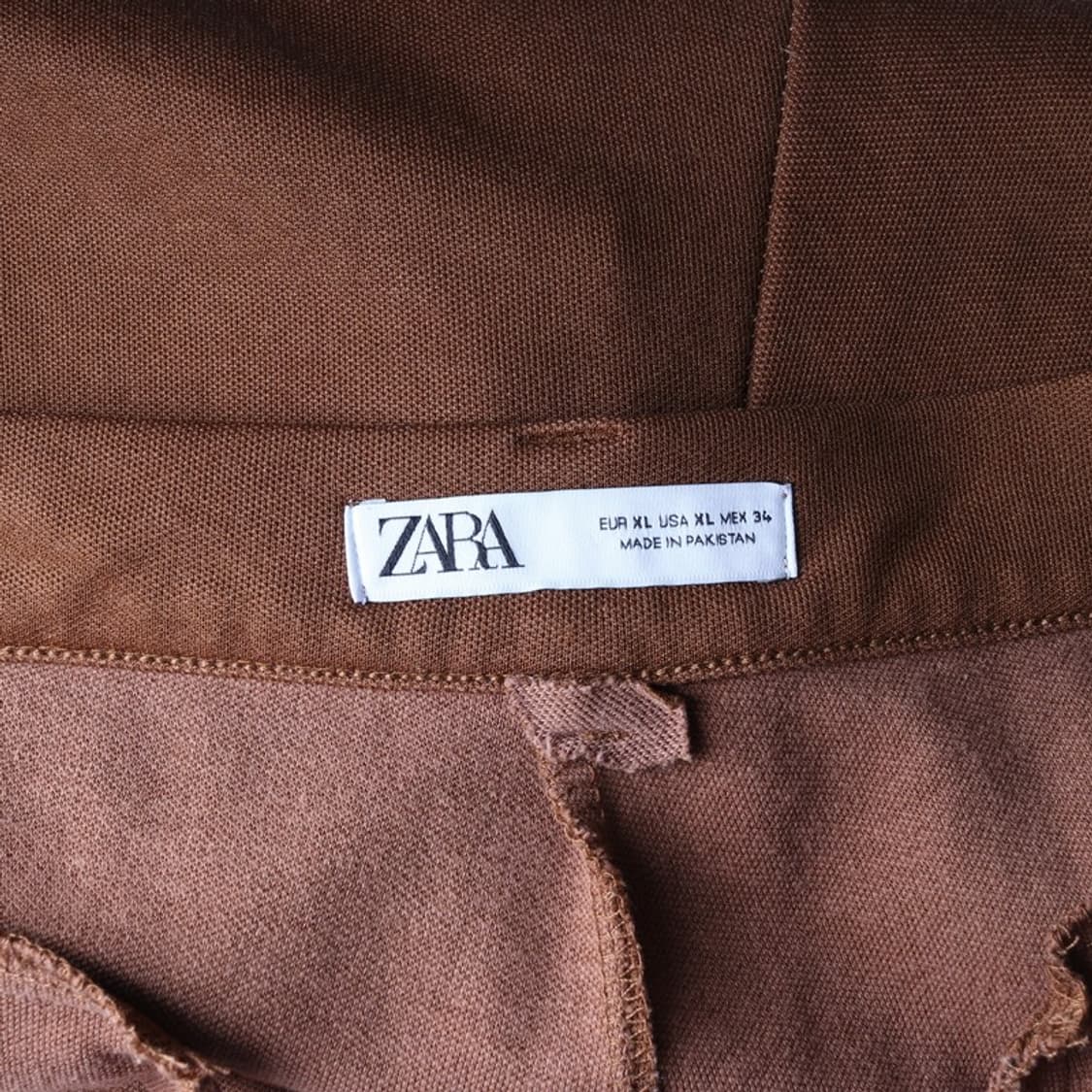 ZARA 브라운 핀턱 테이퍼드 슬랙스 XL 상품이미지6